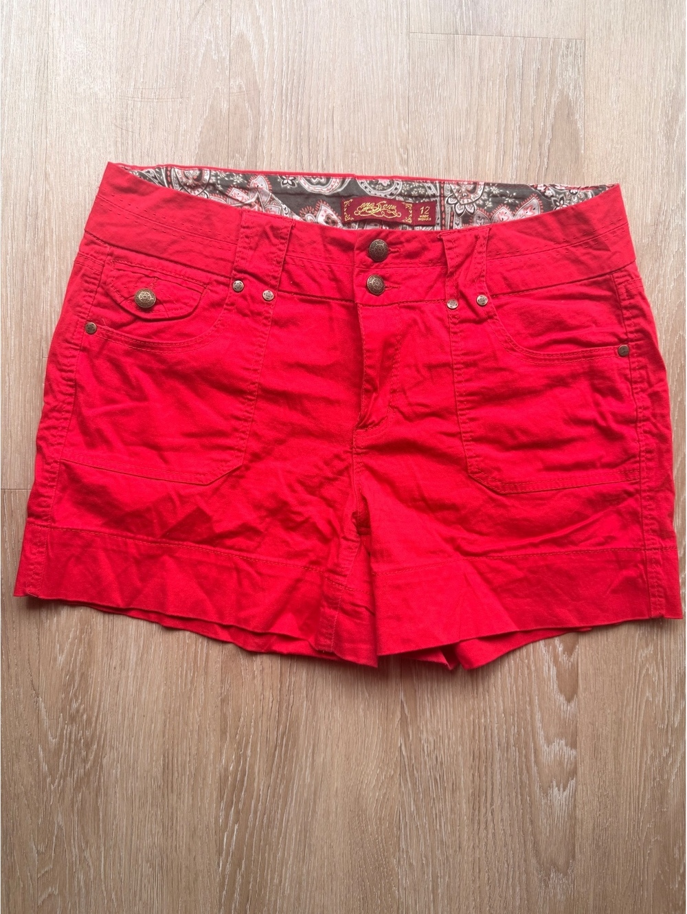 Vintage Red Cotton Blend Shorts Size 12